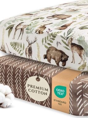 Pobi Baby Wildlife Premium Cotton Crib Sheet Set